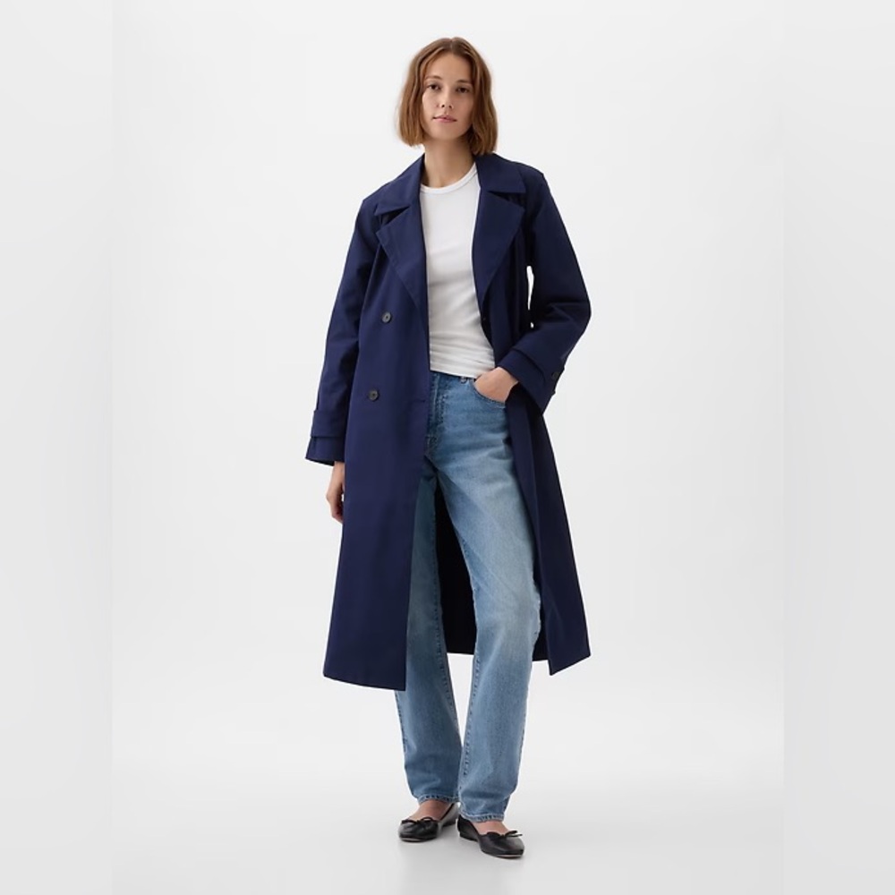 NWT! GAP Navy Icon Trench Coat - Size XL TALL #736395